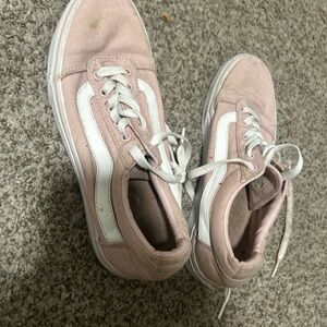 Vans Pink Low-Top Skate Sneakers with White Stripe